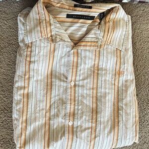 Sean John 3XB Big and Tall Orange Stripe Original Fit Button Down Shirt
